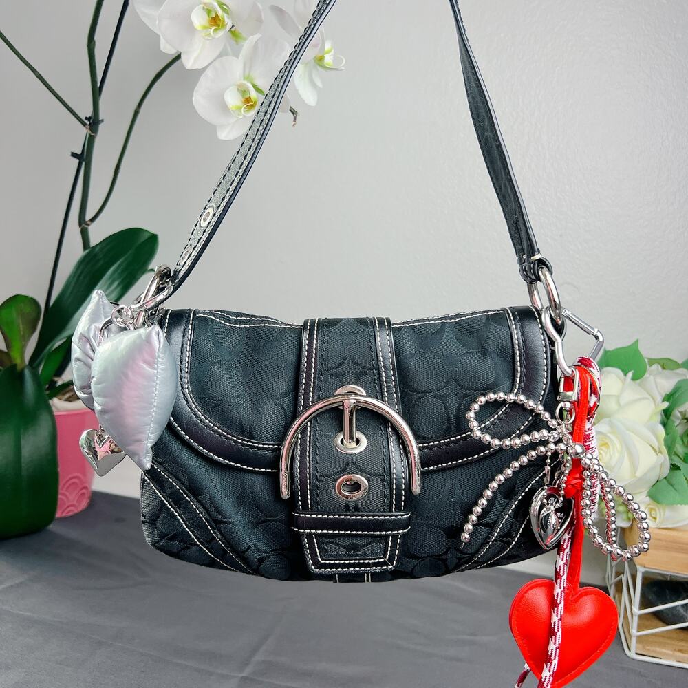 Coach Vintage Soho Signature Flap Shoulder Bag Black 10296